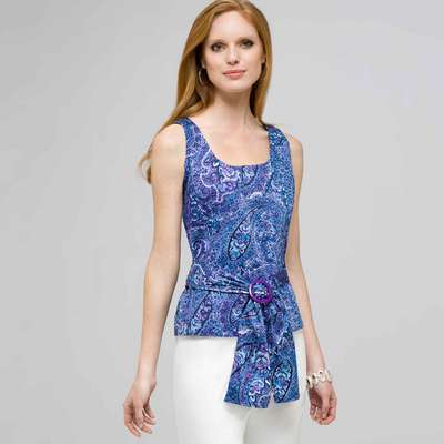 Paisley Sleeveless Shirt With Tie Front.