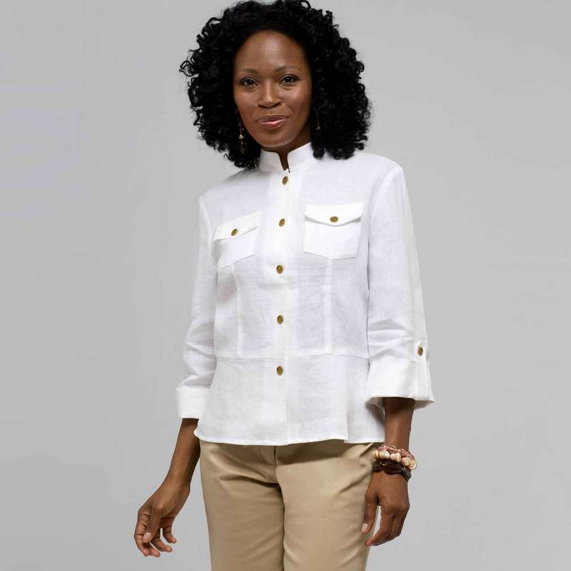 Button Front Shirt, White, large image number 0